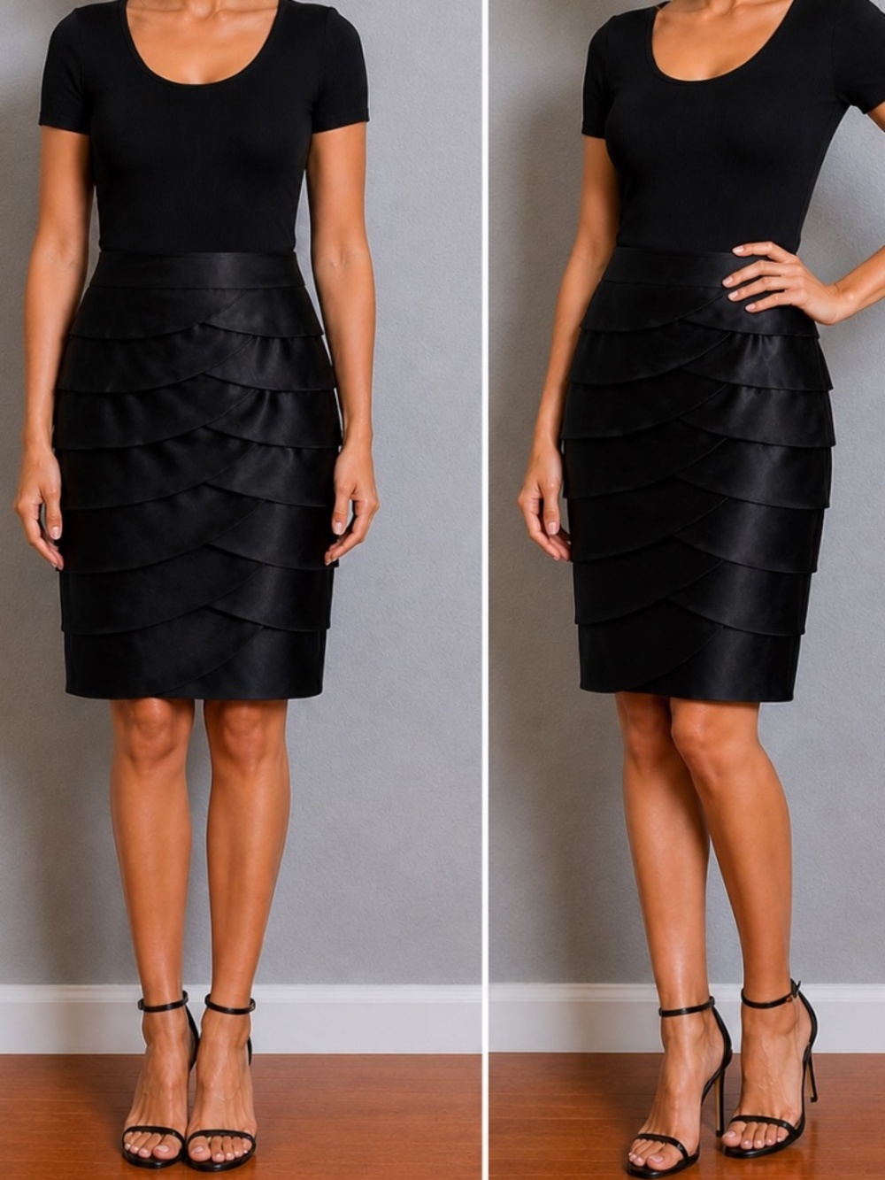 Adrianna Papell Tulip Tiered Satin Skirt Size 6